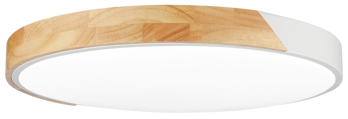LED Ceiling Light 48W White/Wood Body CCT + Remote Control