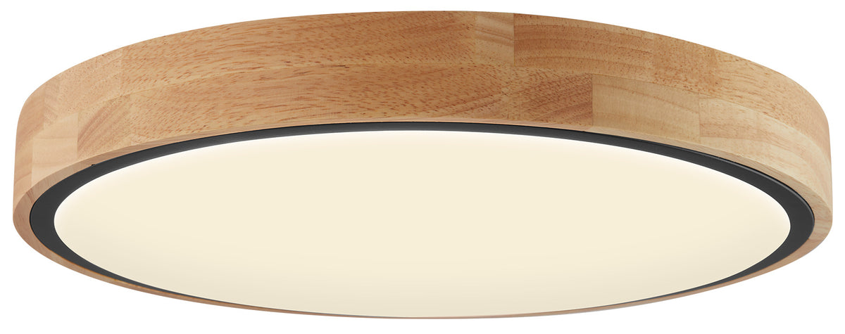 LED Ceiling Light 60W Black/Wood Body CCT + Remote Control