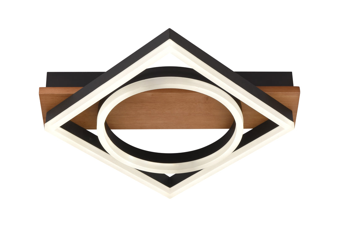 LED Ceiling Light 44W Black/Wood Body CCT + Remote Control