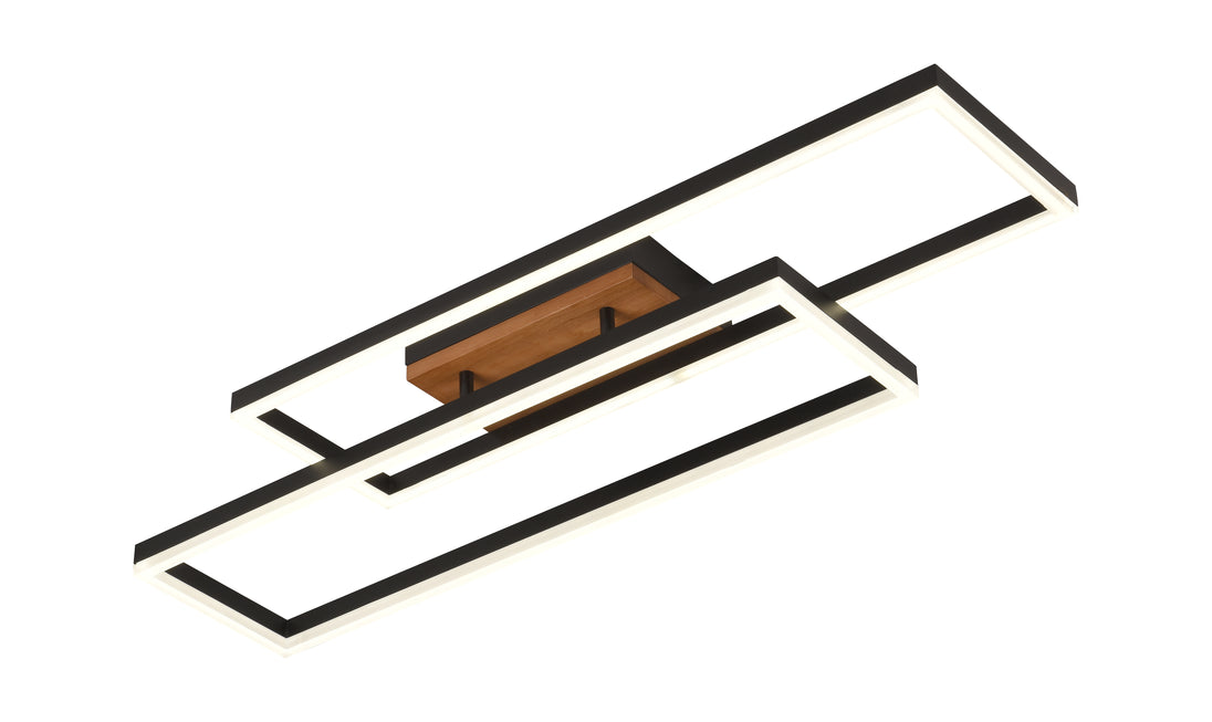 LED Ceiling Light 86W Black/Wood Body CCT + Remote Control