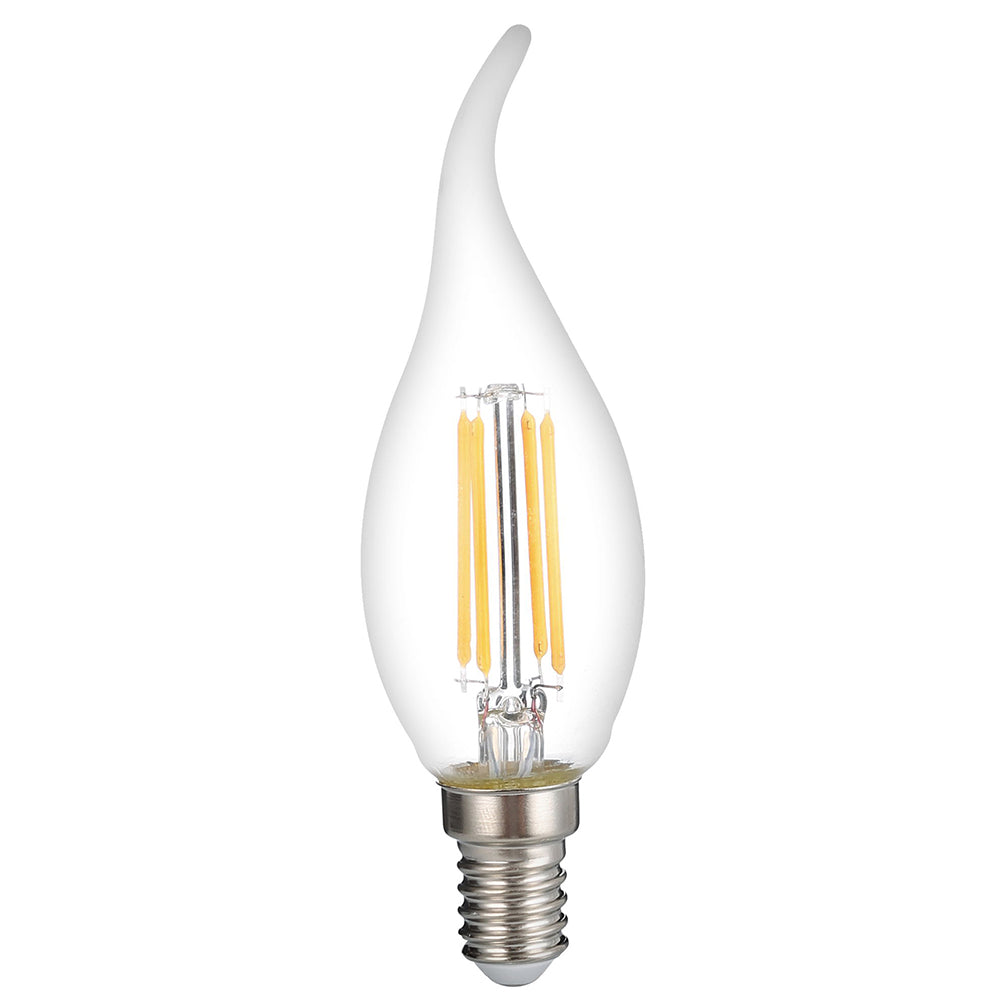 LED Filament Tip Candle Bulb C35T E14 Clear Glass Dimmable