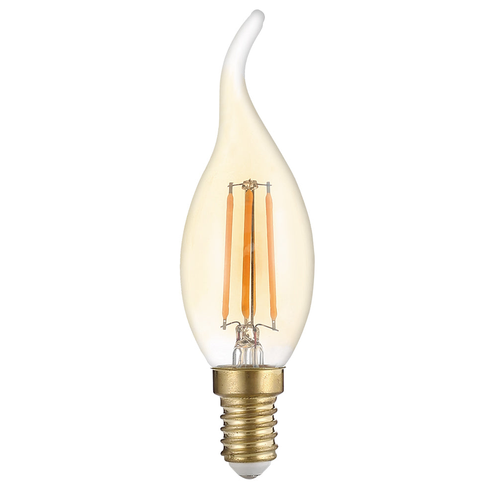 LED Filament Tip Candle Bulb C35T E14 Golden Glass Dimmable