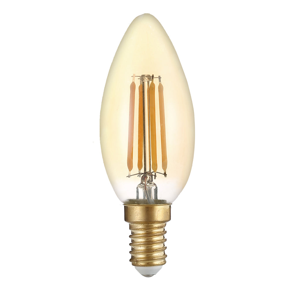 LED Candle Bulb E14 C35 Golden Glass