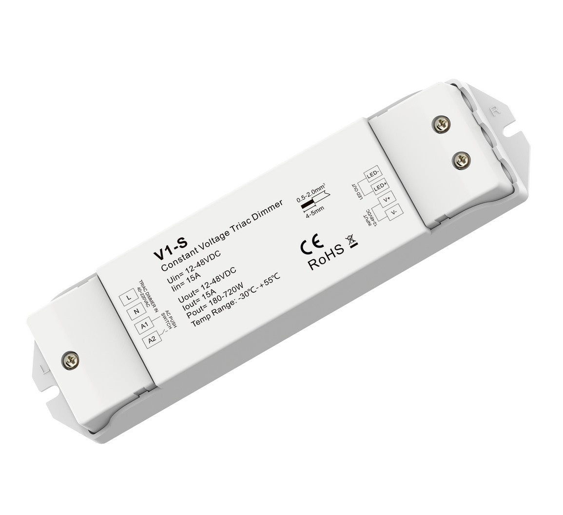 Triac Dimmer DC12-48V 15A*1CH AC100-220V + Pusch Switch