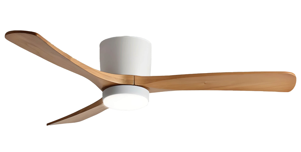 LED Fan Ceiling 18W/3CCT White Wood + Remote Control