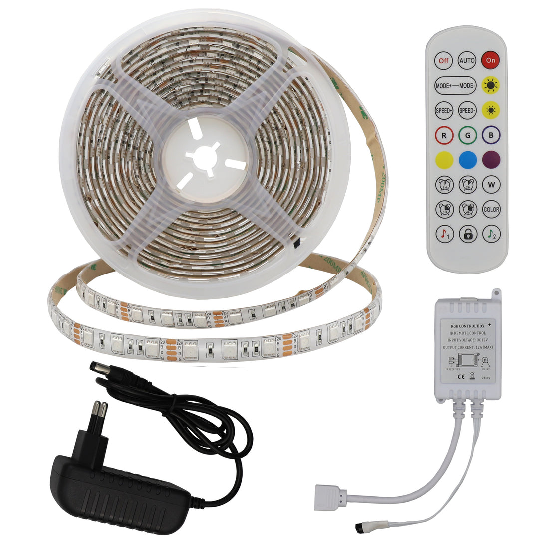 Waterproof LED Strip Set Adapter + IR Controller + Remote RGB 60LEDs