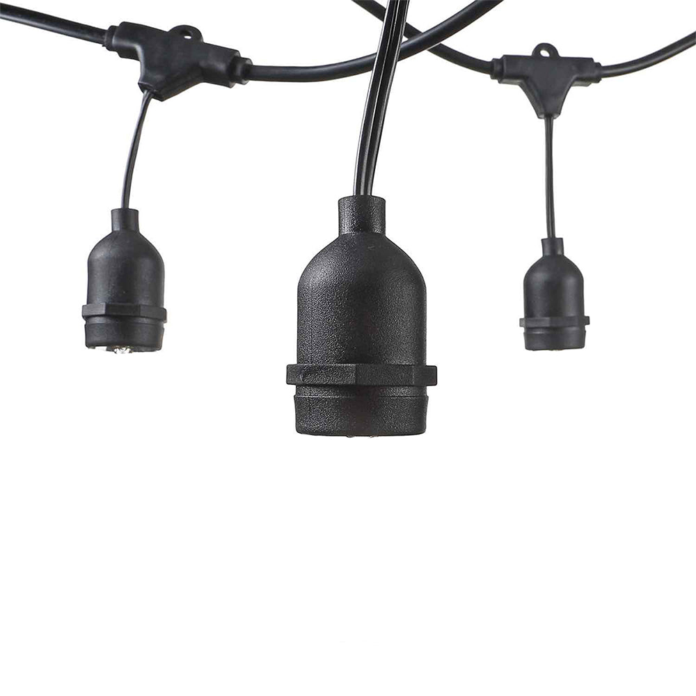 Outdoor String Light 15PCS E27 Suspended Sockets - Bulbs Not Included - 13,50M + 1M Cable