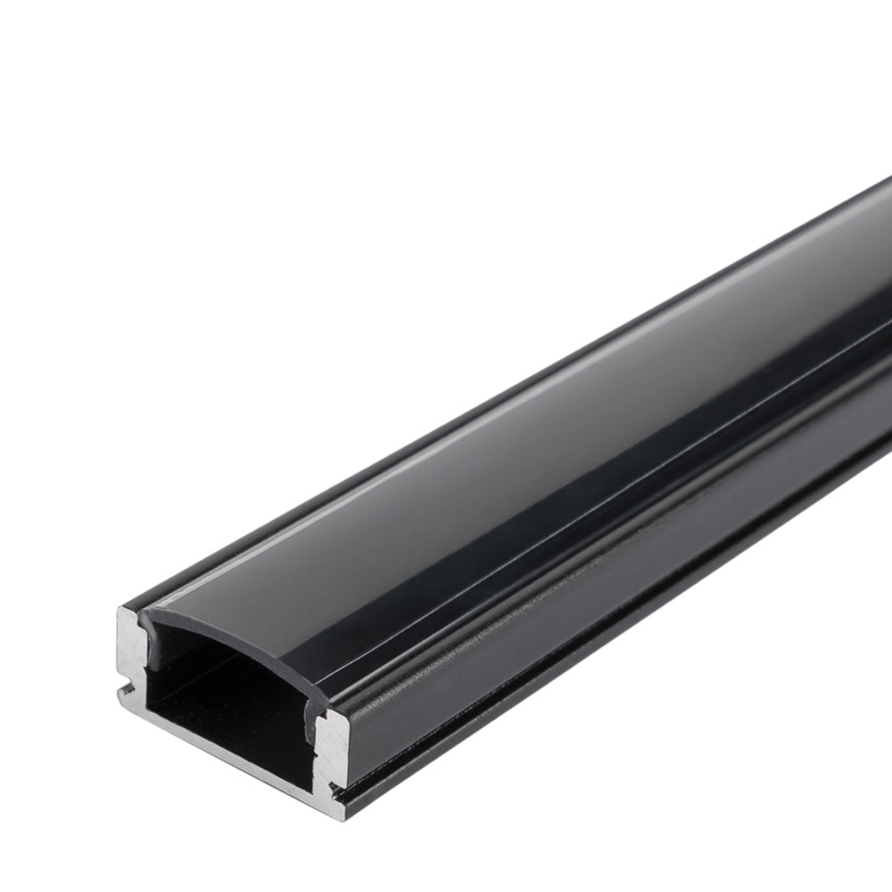 Aluminium Profile For LED Strip Black Body + Black Cover L=2m