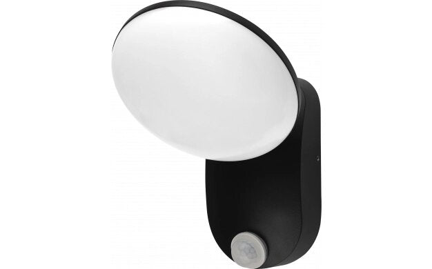 LED Wall Lamp Aluminium 12W BLACK BODY IP54 + PIR SENSOR