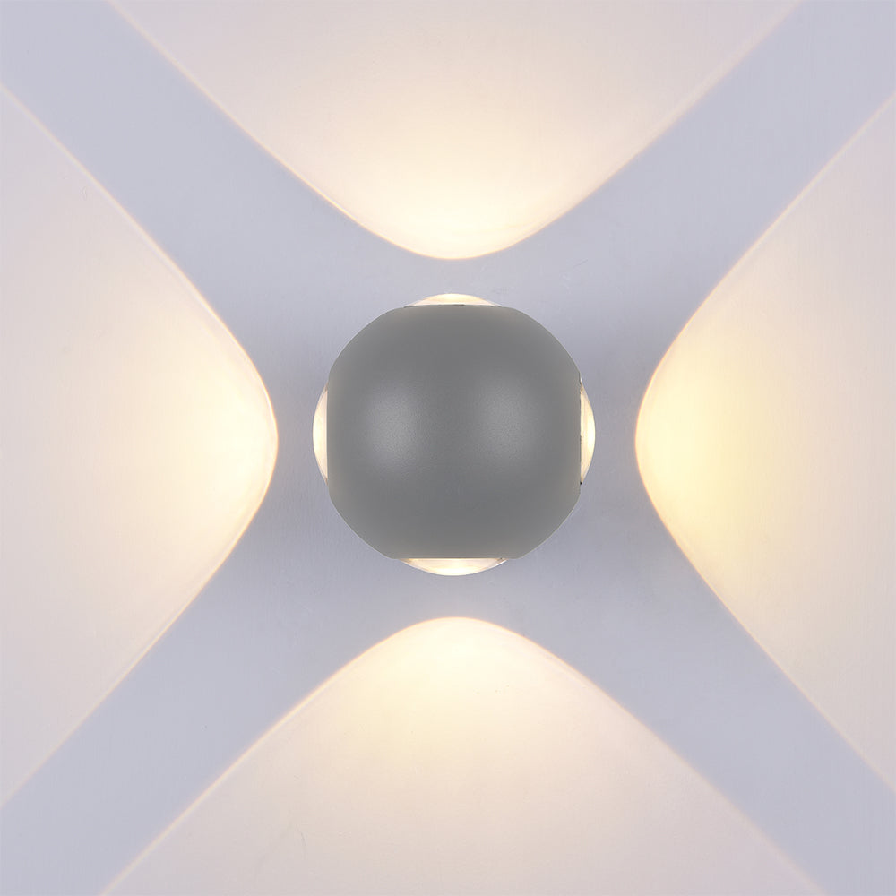 LED Wall Light Round 4 Diods Grey Body