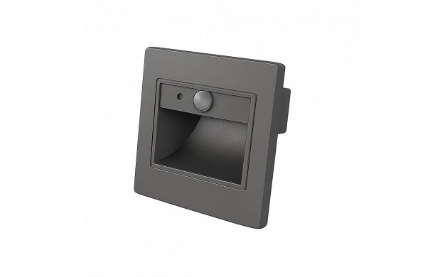 LED Step Light Square 1W 3000K IP20 Grey + Sensor