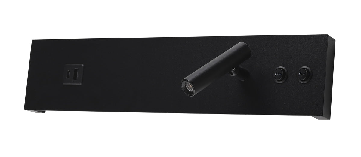 LED Cabinet Light 11W IP20 with ON/OFF - Switch + USB Black 4200K