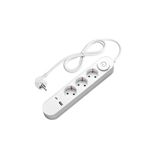 Power Strip 3 Sockets + ON/OFF button and USBx2
