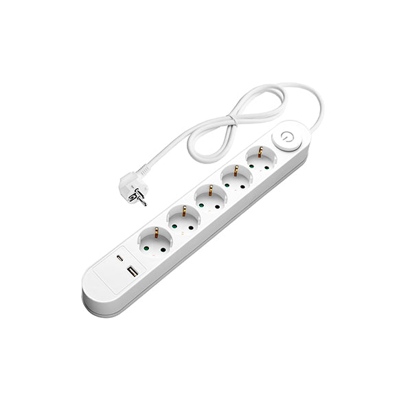 Power Strip 5 Sockets + ON/OFF button and USBx2