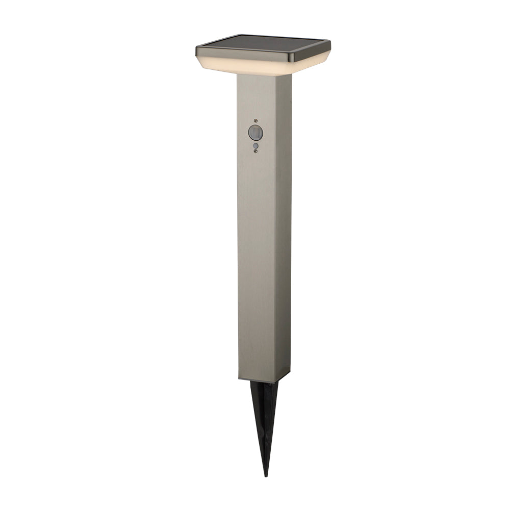 LED Solar Lawn Lamp+Spike SS-Brushed Aluminium 4.4W Sensor